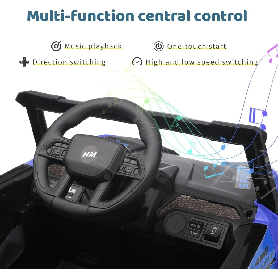 Carro elétrico utv 12v com controle remoto, passeio em veículos com suspensão de mola, faróis led, passeio em 4 rodas, buzina musical para