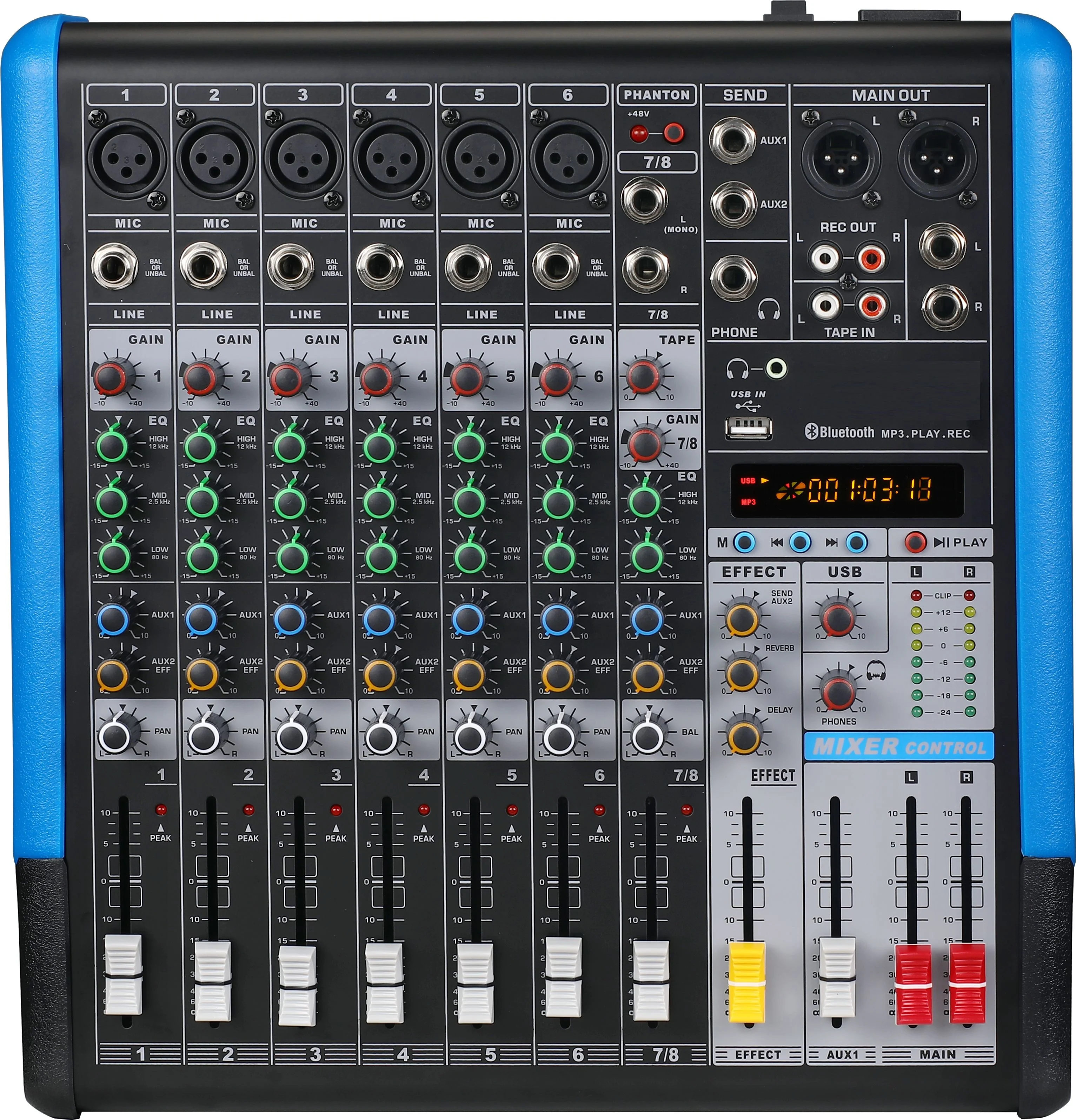 การ์ดเสียง MT สำหรับพอดแคสติ้ง พอร์ตเล็ก คอนโซลมิกซ์เสียง ช่องต่อ USB สำหรับบันทึกเสียง ไลฟ์สตรีมมิ่ง โปรเซสเซอร์เสียง มิกเซอร์