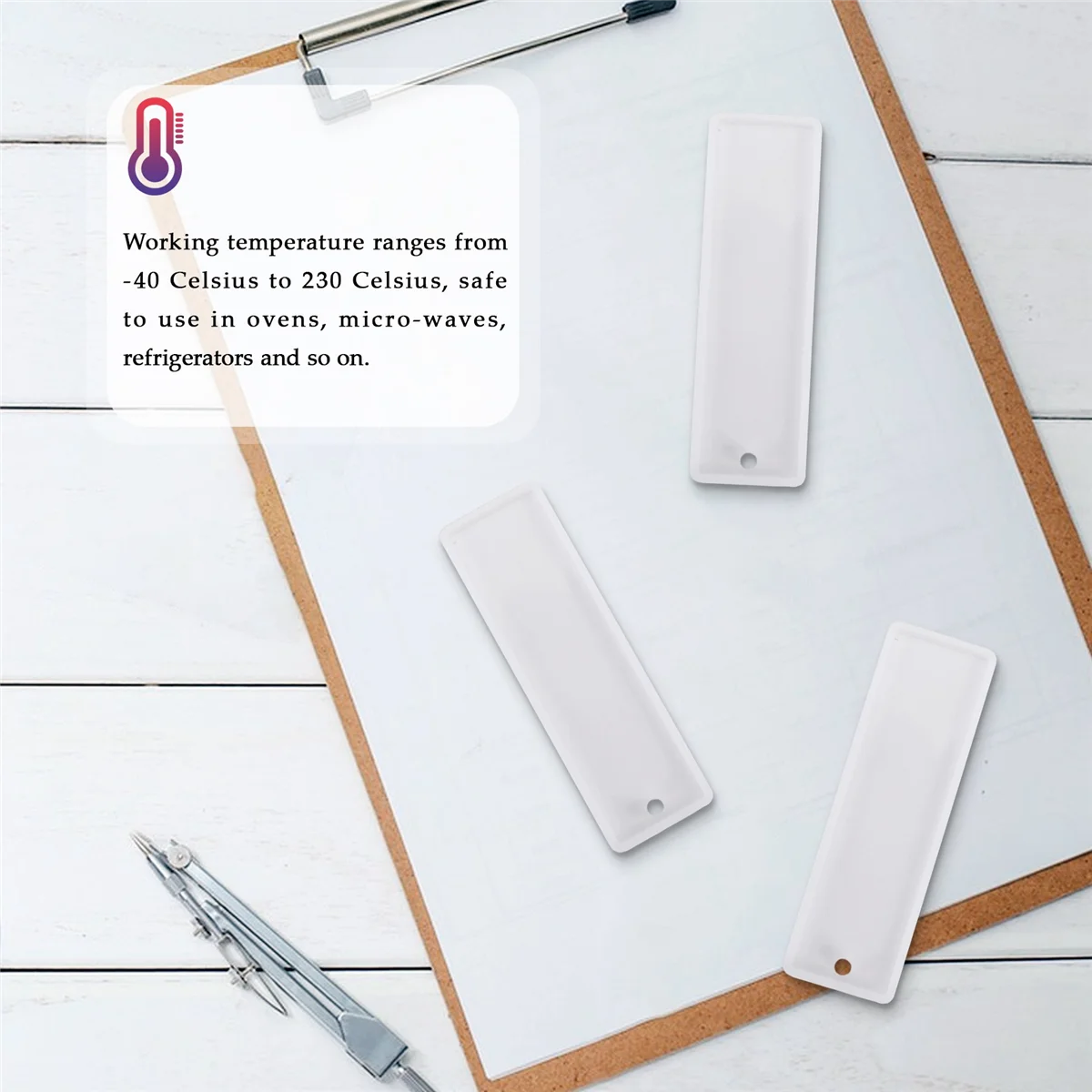 6 Pcs/Set 3.7 Inch Rectangle Silicone Bookmark Mold DIY Bookmark Mould Making Epoxy Resin Jewelry Craft Transparent Mold