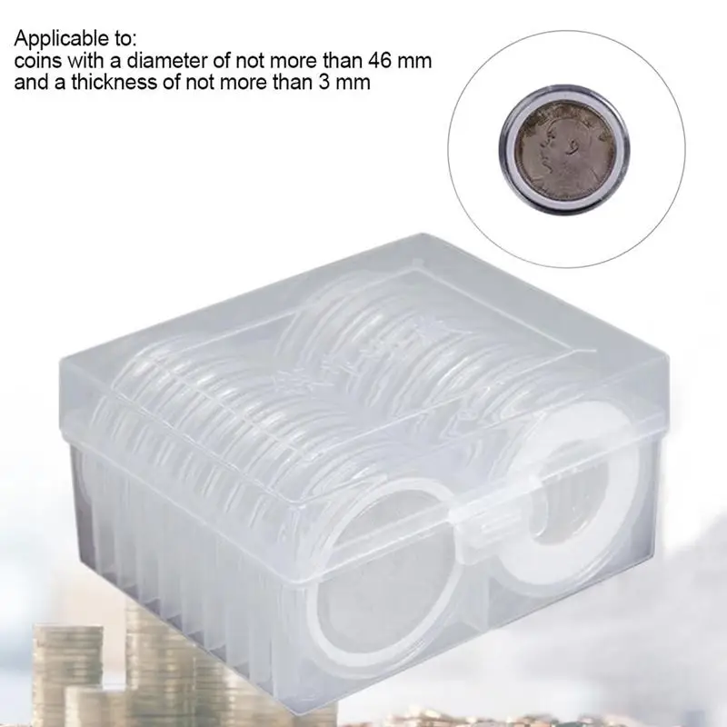 Coin Holders For Collectors 20 Pcs Coin Holder With 7 Sizes Protect Gasket Coin Holder Case With PP Storage Organizer Box For