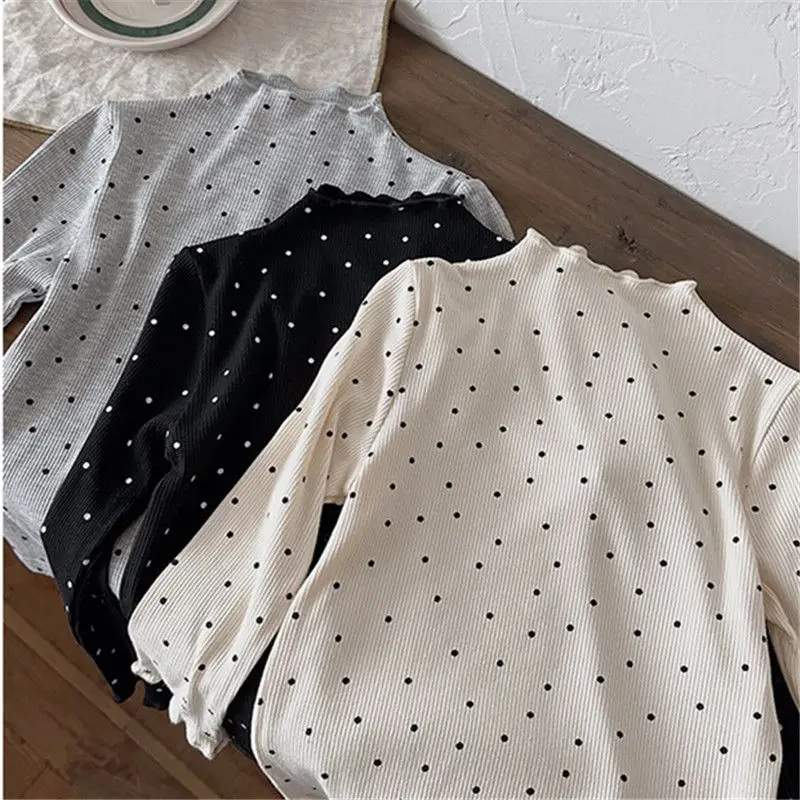 Children's Half High Collar Inner Top Girls' Base Shirt Spring and Autumn New Style Baby Long Sleeved T-shirt