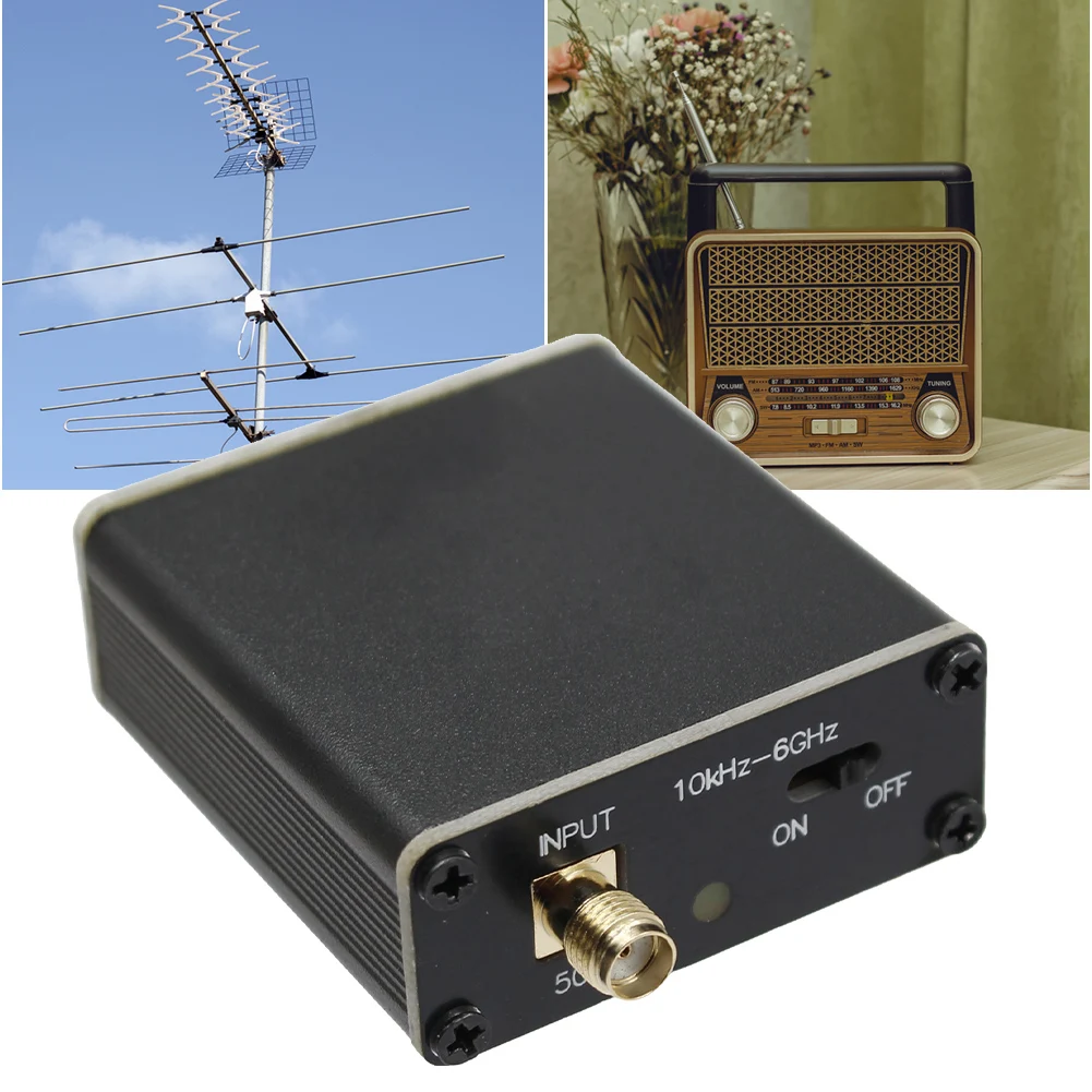 10k-6GHz Full Band Power Preamplifier with SMA Female Connector LNA Module 600mAh Battery for RF & Software Defined Radio (SDR)