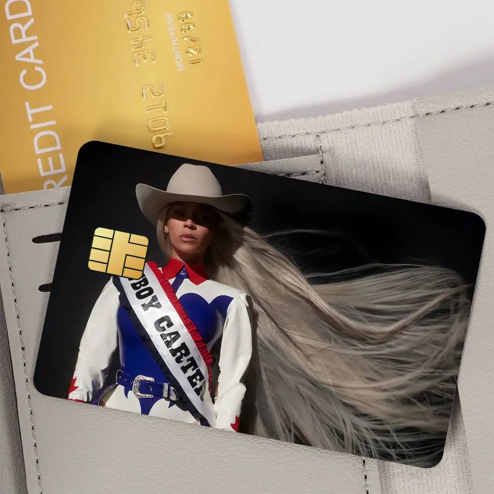 Cowboy Carter Poster Waterproof Film skin Cover 4PCS BeYonceS Credit Card stickers Debit Front Decoration Bank Subway Pass
