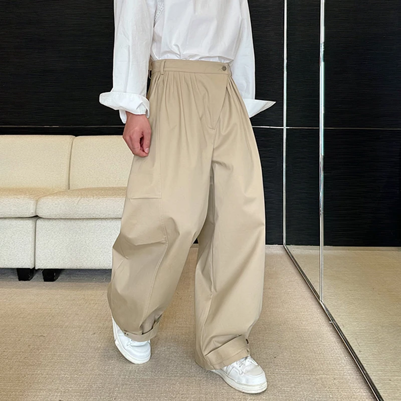 IEFB Designers Personalized Pleated Men Overalls Threedimensional Wide Leg Pants Oversize 2024 Summer New Fashion Trend 9C5963