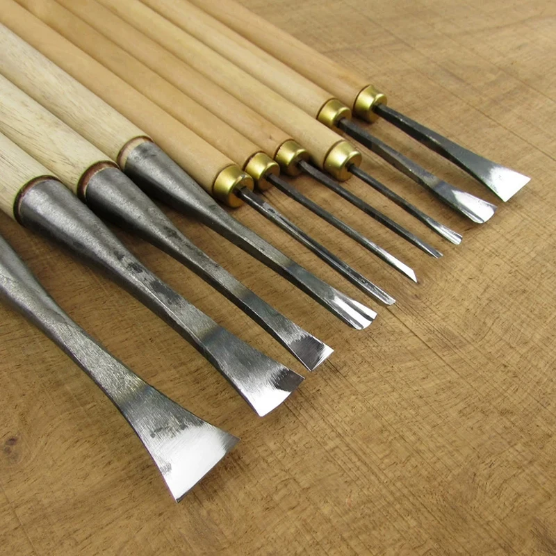 10-teiliges Holzschnitzerei-Meißel-Set, Handwerkzeuge für Wurzelschnitzerei & Holzskulptur, Grobformung & Feinbearbeitungswerkzeuge – Detail 5