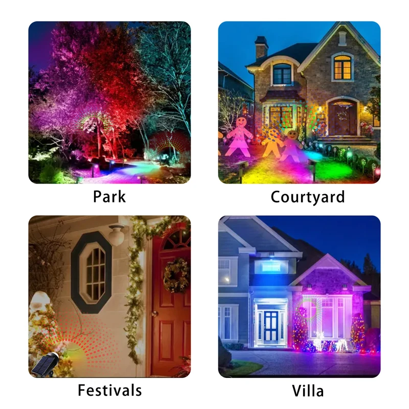 Outdoor Solar Projection Drip Light Garden Villa Lawn Spotlights Wall Washer Tree Decor Projector Lamp for Christmas Starry Sky