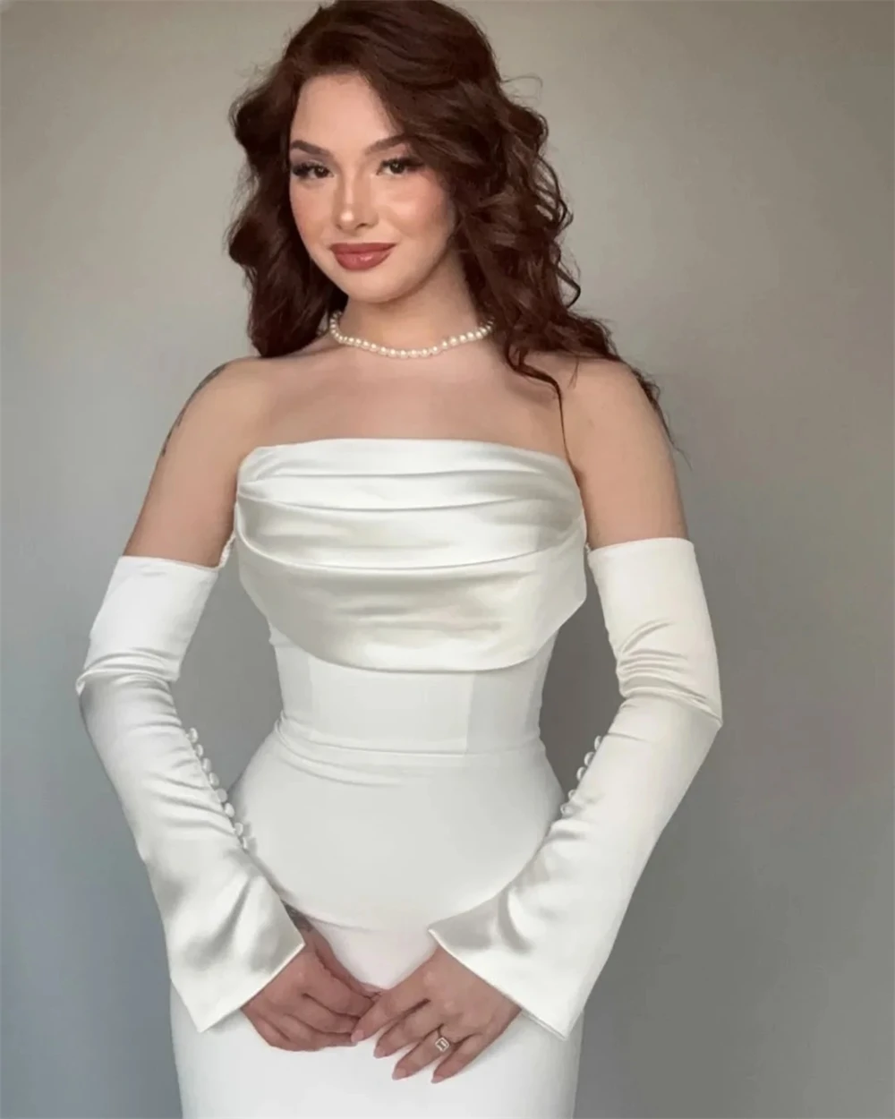 فستان سهرة بحورية البحر مخصص للحفلات الكلاسيكية من الجيرسيه بدون حمالات فساتين حديثة في المملكة العربية السعودية متوفرة بألوان فساتين المشاهير