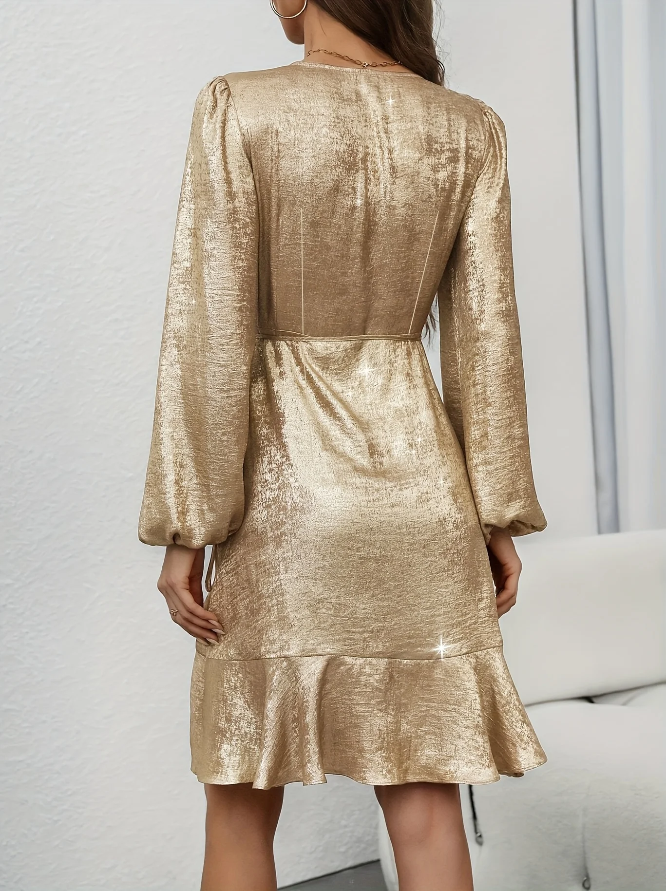 Ladies' large-size pure-color woven summer casual dress