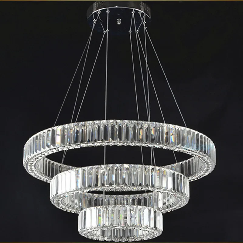 

Europe Luxury LED Chandelier De Crystial Personality Round Circle K9 Crystal Lighting Pendant Fixture 1/2/3/4/5/6 Layers Modern