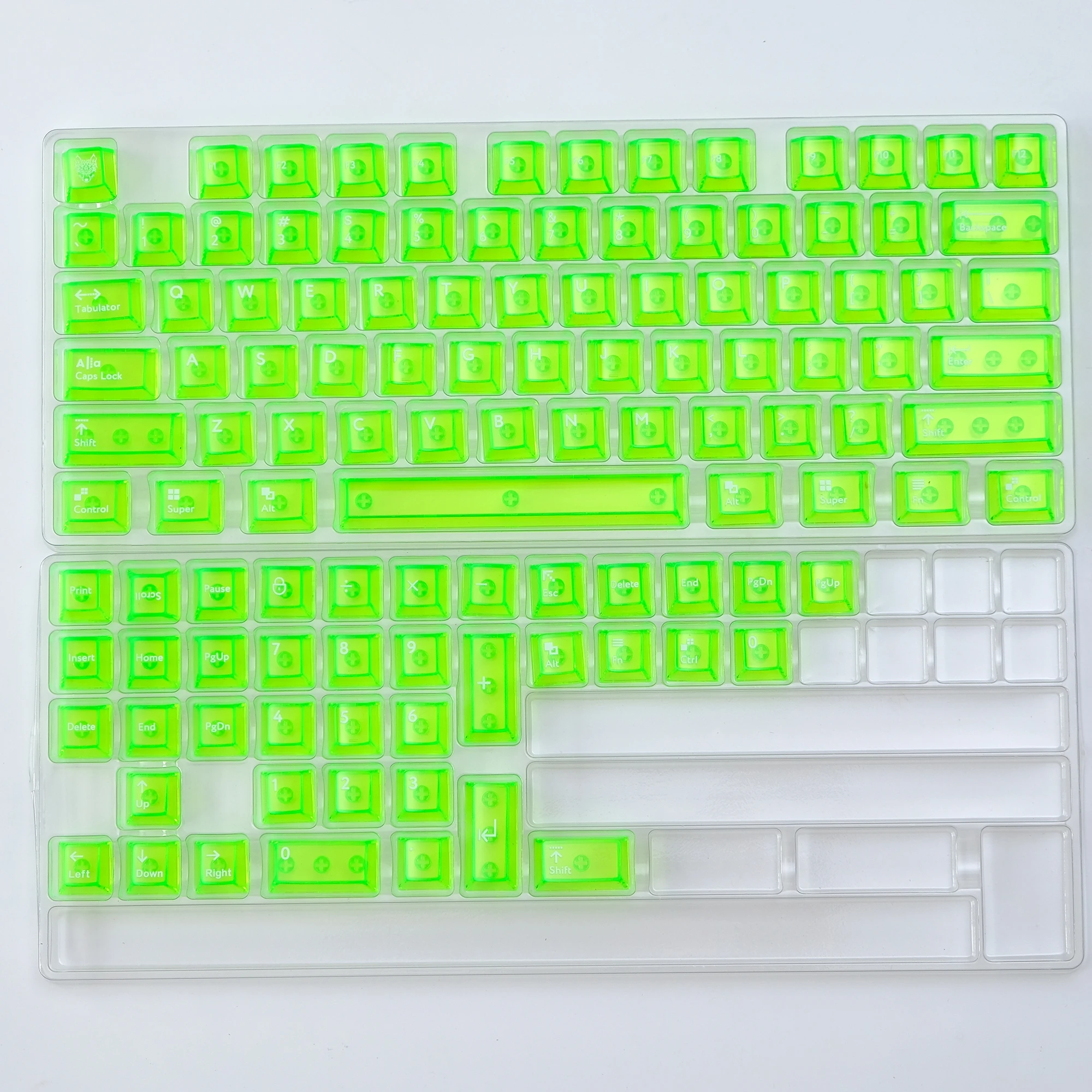 114 tasti Clear Green Crystal trasparente Keycaps Double Shot PC Keycaps Cherry Profile per Cherry MX switch tastiera da gioco