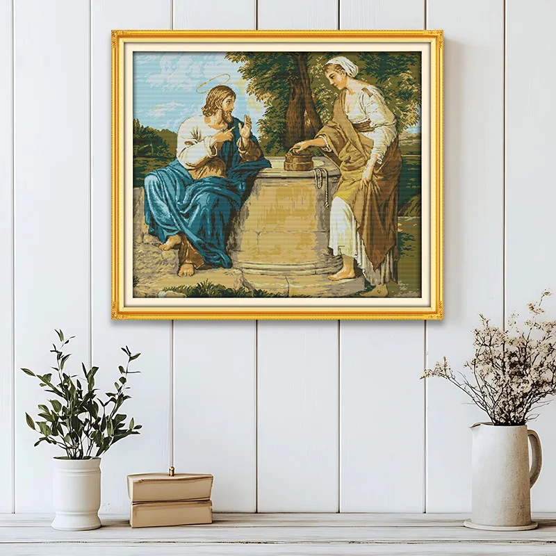 

Набор для вышивки крестом Joy Sunday с предварительной печатью, легкий узор, набор для вышивки из штампованной ткани Аиды, один Иисус