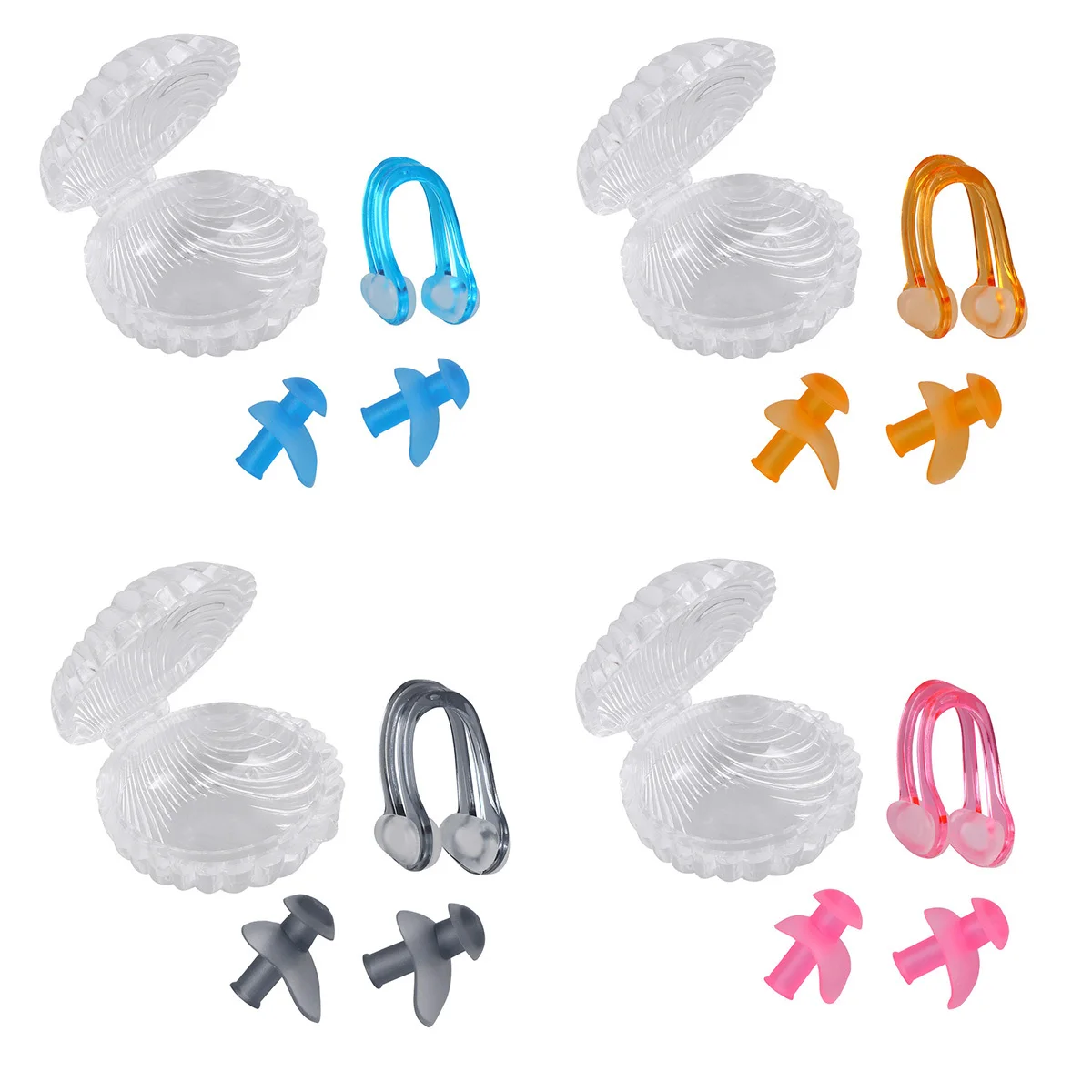 Zestaw pomarańczowych silikonowych klipsów na nos do pływania, wodoodporne, wygodne do długotrwałego noszenia, do pływania, pod prysznic, treningu, zapobiegające wnikaniu wody do nosa.