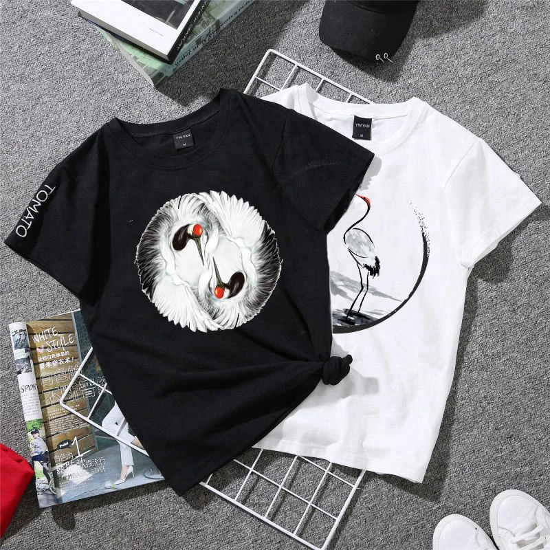 Chinese Style Crane Bird Animal Iron On Patches For DIY Heat Transfer Clothes T-Shirt Thermal Stickers Decoration Printing