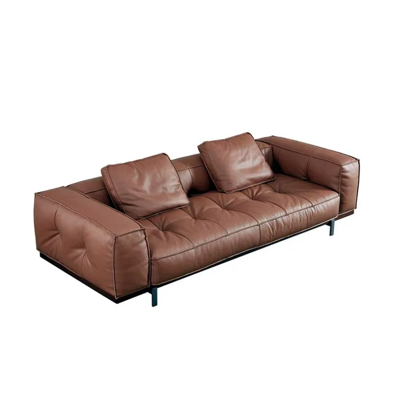 Tofu block sofa Modern living room first layer cowhide minimalist sofa
