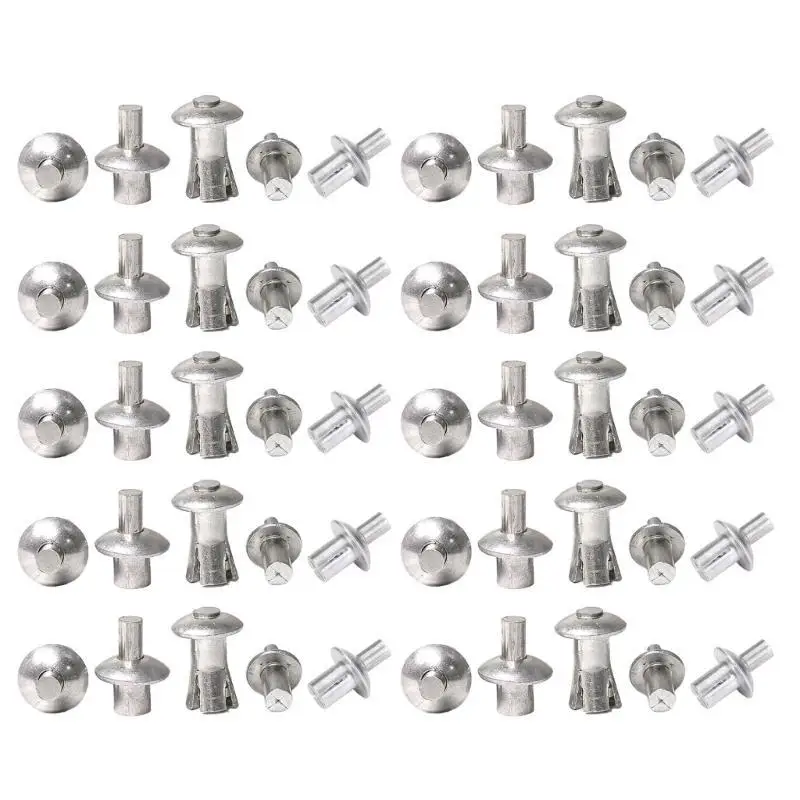 652F Upgraded Aluminum Blind Rivets Strong & Secure Fastening Solution Convenient Push Type Aluminum Rivets for DIY Repair