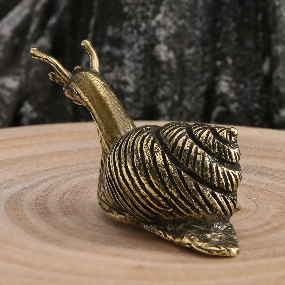 Vintage Solid Brass Snail Figurine Slow Life Mollusk Statue Collectible Gift Fortune Guardian Desktop Plaything Decorative Toy