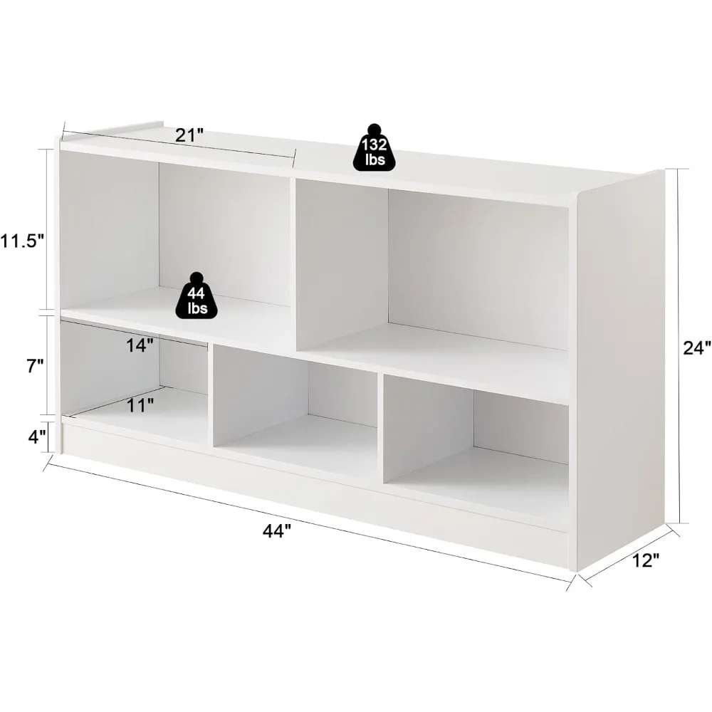 toy organizers and storage, 5-section kids bookshelf for organizing books toys, school classroom wooden storage cabinet for chil
