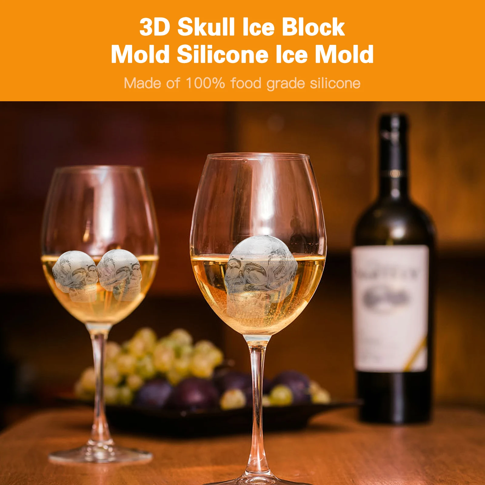 1pcs, 10 creative ice making molds with funneled human skulls and whiskey shaped food grade ice block molds