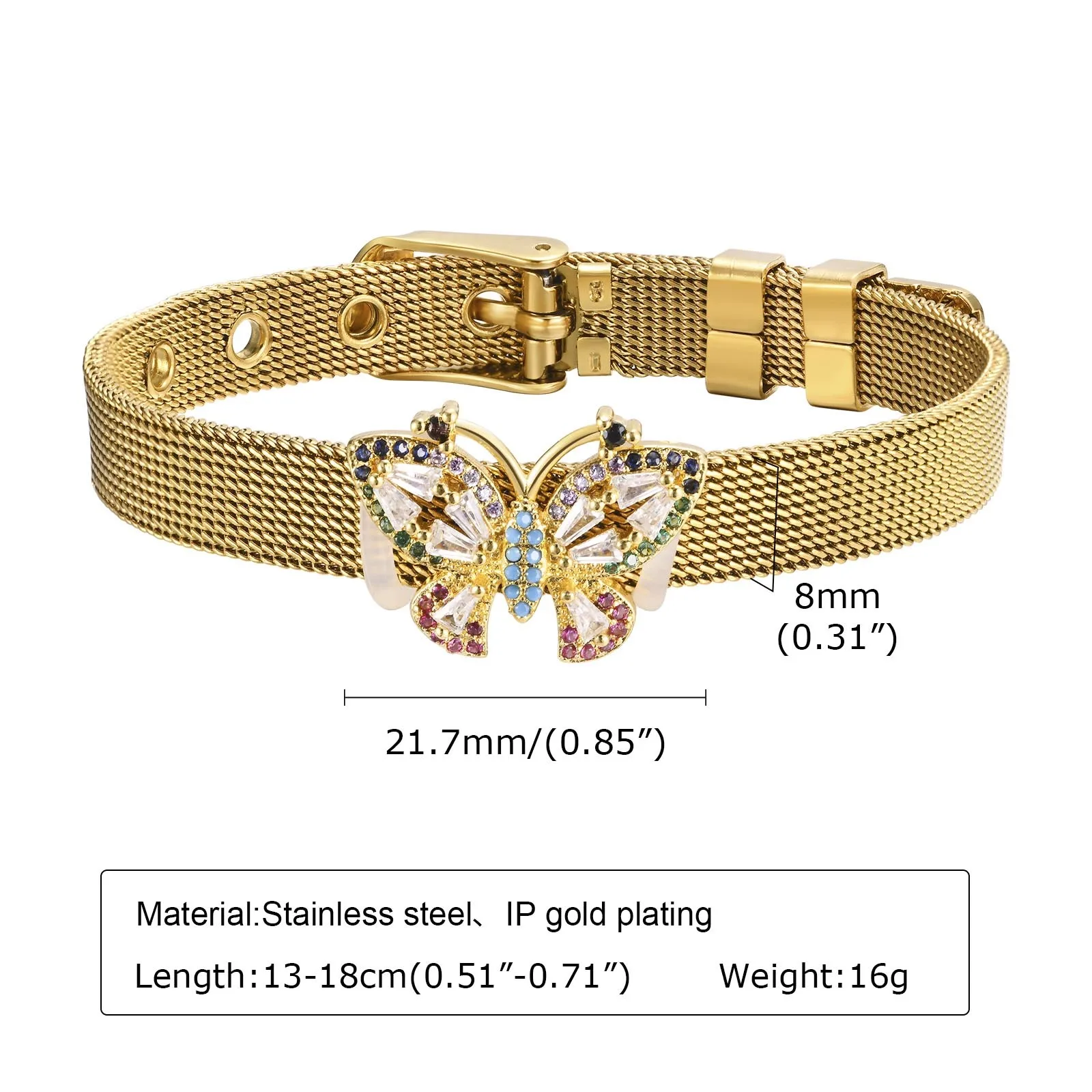 Vrouwen Trendy Banden Manchet Polsband Armbanden, Goud Kleur Rvs Boom Van Het Leven Vlinder Ogen Cz Steen Bedels Armband