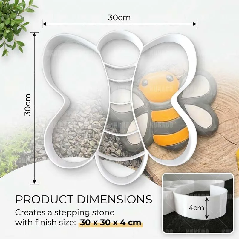 3D Colored Concrete Bee Butterfly Shaped Stepping Stone Mold Plastic Template for Garden Courtyard Paving