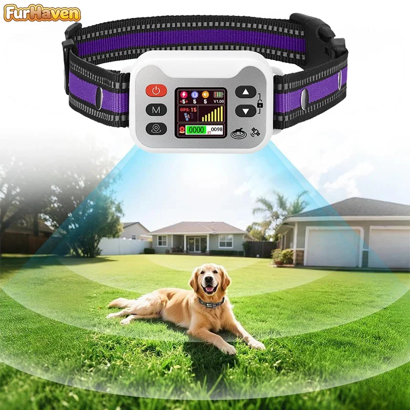 FurHaven Upgrade 2000M Pet GPS Wireless Electronic Fence Waterproof Dog Barking Stopper Dog Electric Shock Training Collar