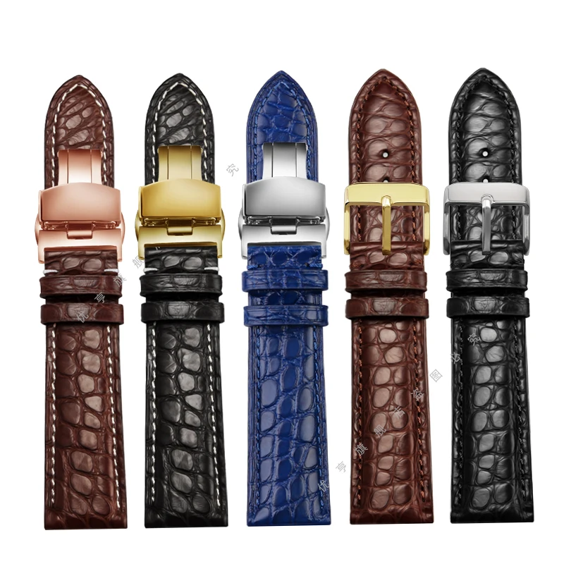 

14 мм, 15 мм, 16 мм, 18 мм, 19 мм, 20 мм, 21 мм, 22 мм, 23 мм, 24 мм, синий ремешок из крокодиловой кожи, унисекс, ремешок для наручных часов подходит для любых часов