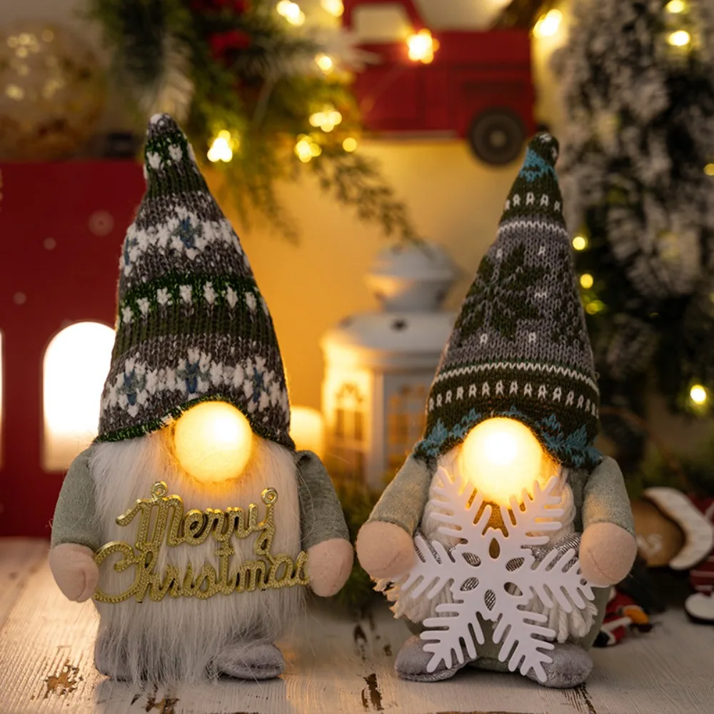 

Christmas Nose Elf Gnome Light illuminated Rudolf Gnome Glowing Doll With Led Light Plush Hat Santa Elf Doll New Year