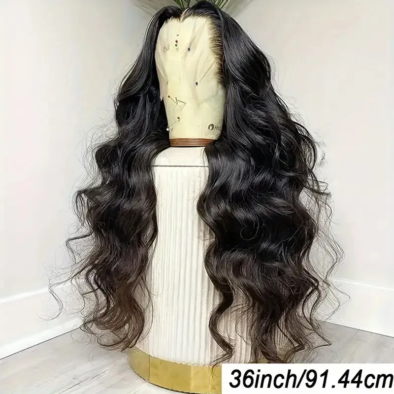 Pelucas de cabello humano con encaje Frontal transparente para mujer, cabello Remy brasileño, peluca ondulada de cuerpo de 200% de densidad con encaje Frontal grande 13x4