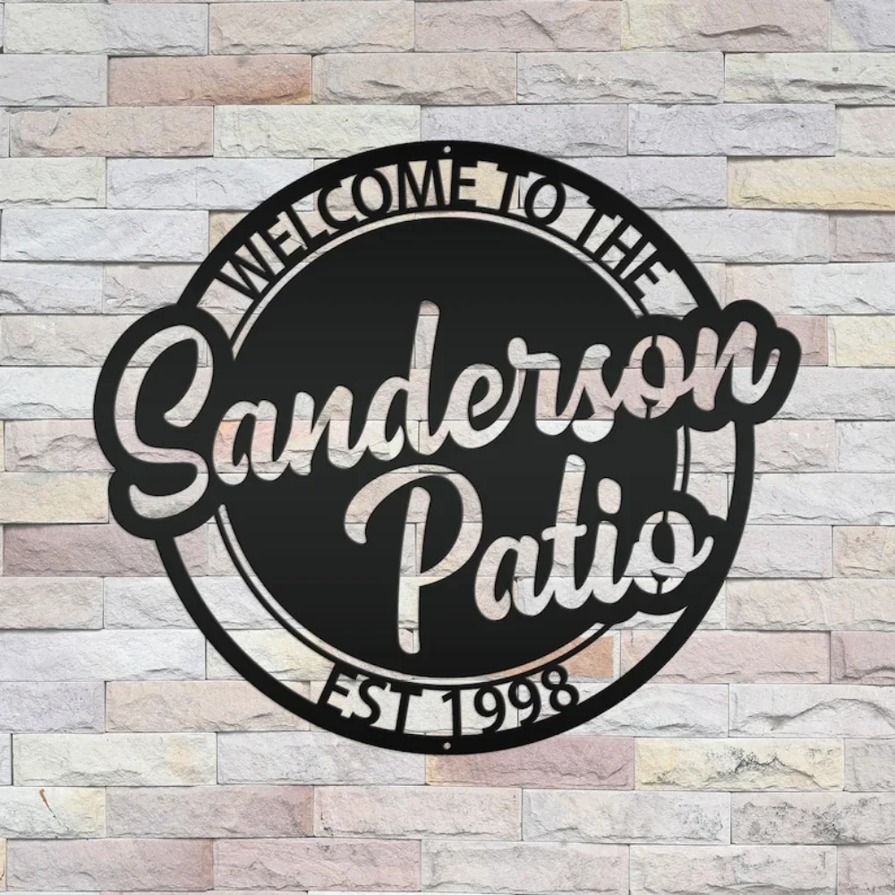 

Personalized Patio Sign Custom Wording Business Gift Wedding Present Anniversary Surprise Outdoor Decor Charming Addition.