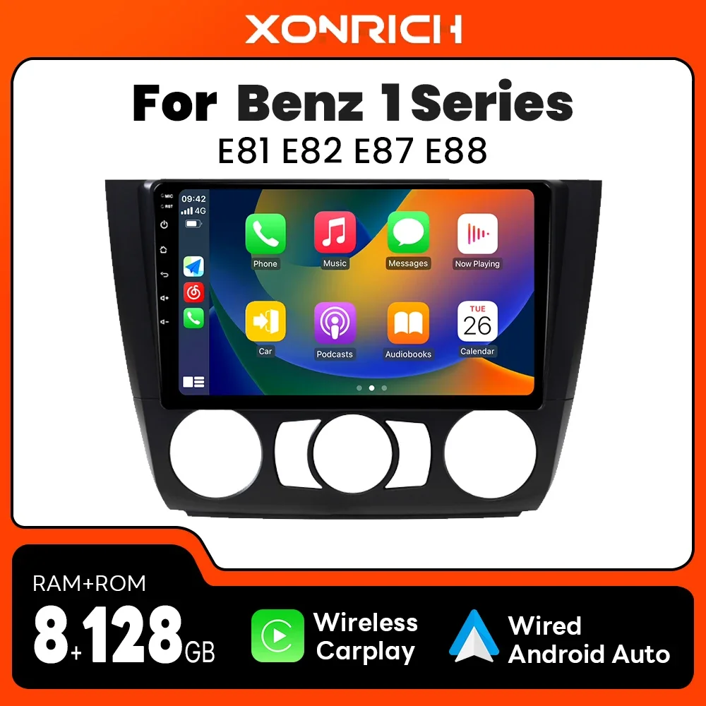 8GB 128GB Wireless Carplay Android 12 Car Radio Multimedia For BMW 1-Series E88 E82 E81 E87 2004-2011 Navigation Stereo GPS Wifi