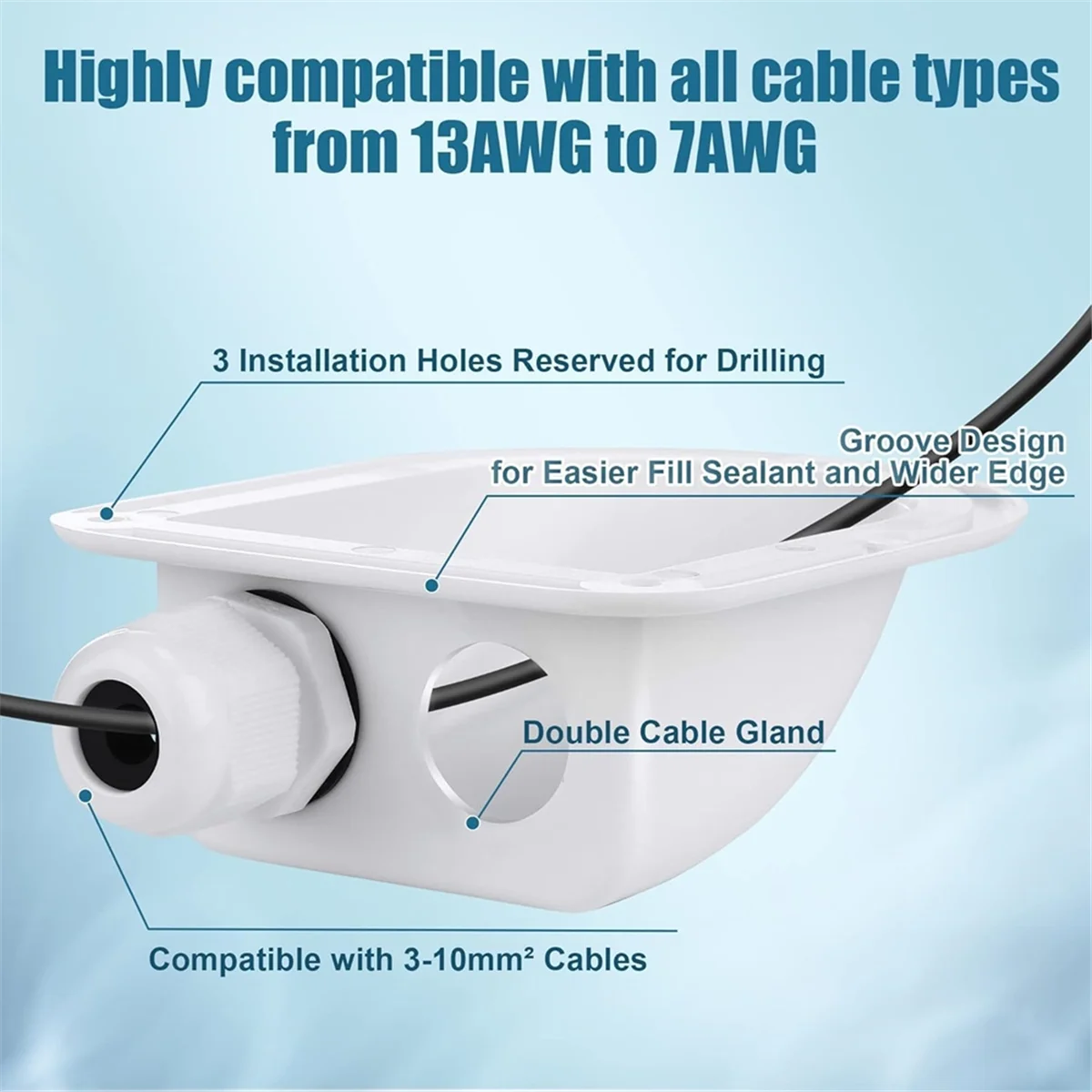 A83Z 2 Pack Solar Cable Entry Gland,Solar Gland, Dual Cable Entry Housing for All Types 3mm² to 10mm² RV,Caravan,Marine White