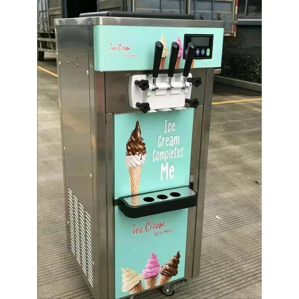 Discount Sihao 20-28L/H 3 Flavors Soft Ice Cream Machine Stainless Steel Copper Ice Cream Machine Customized