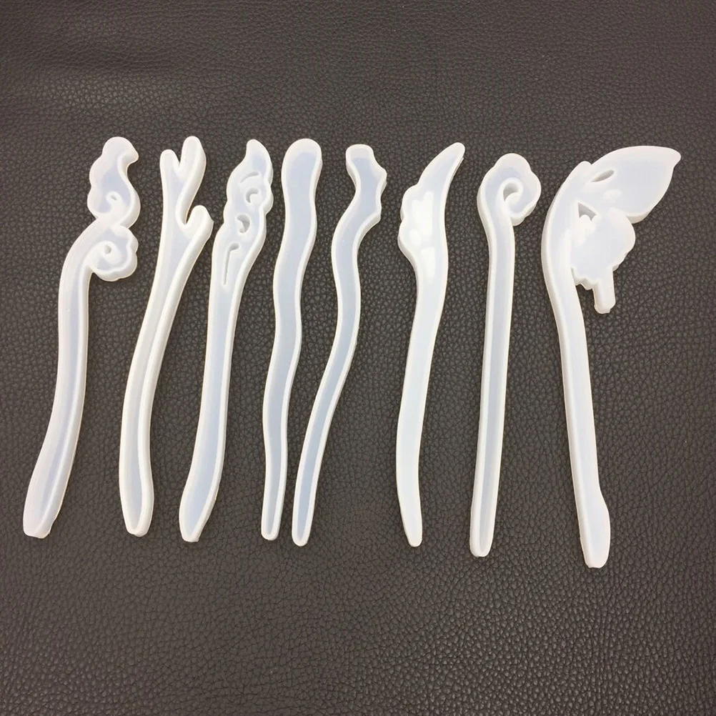 

8 Pcs Hairpin Silicone Mold Epoxy Resin Flexible Reusable Jewelry Making Crafts Tools Easy Remove Clean Semitransparent