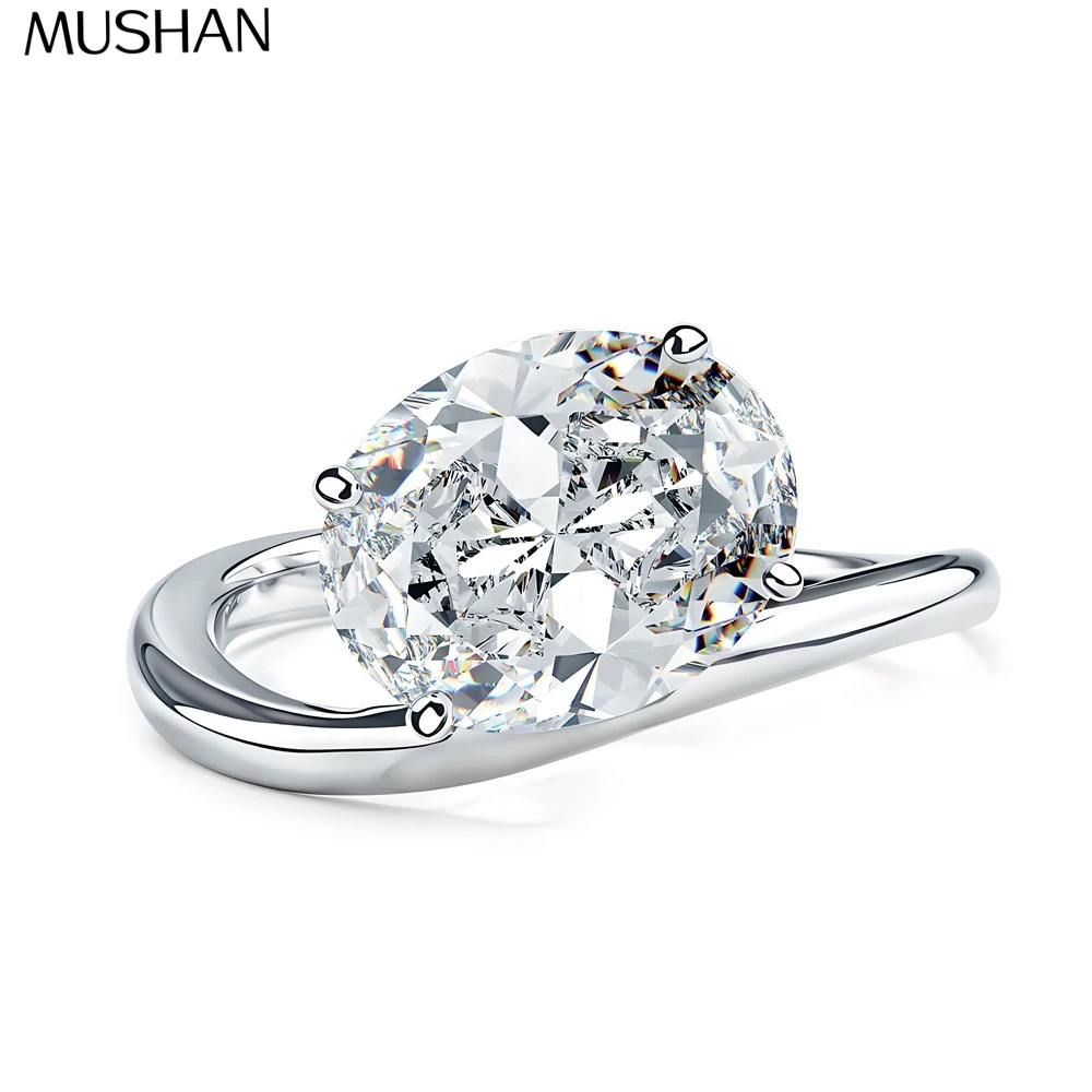 

Ювелирное изделие MuShan: Роскошное кольцо из стерлингового серебра 925 пробы с муассанитом, минималистичное кольцо для подруги, позолота 18К, патент MST, изысканные украшения