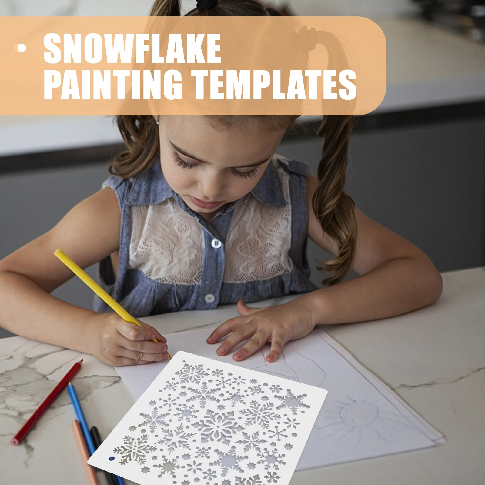 4Pcs Snowflake Drawing Stencils Plastic Hollow-Out Templates for Painting Projects Wall Art DIY Decor Stencils for Crafts