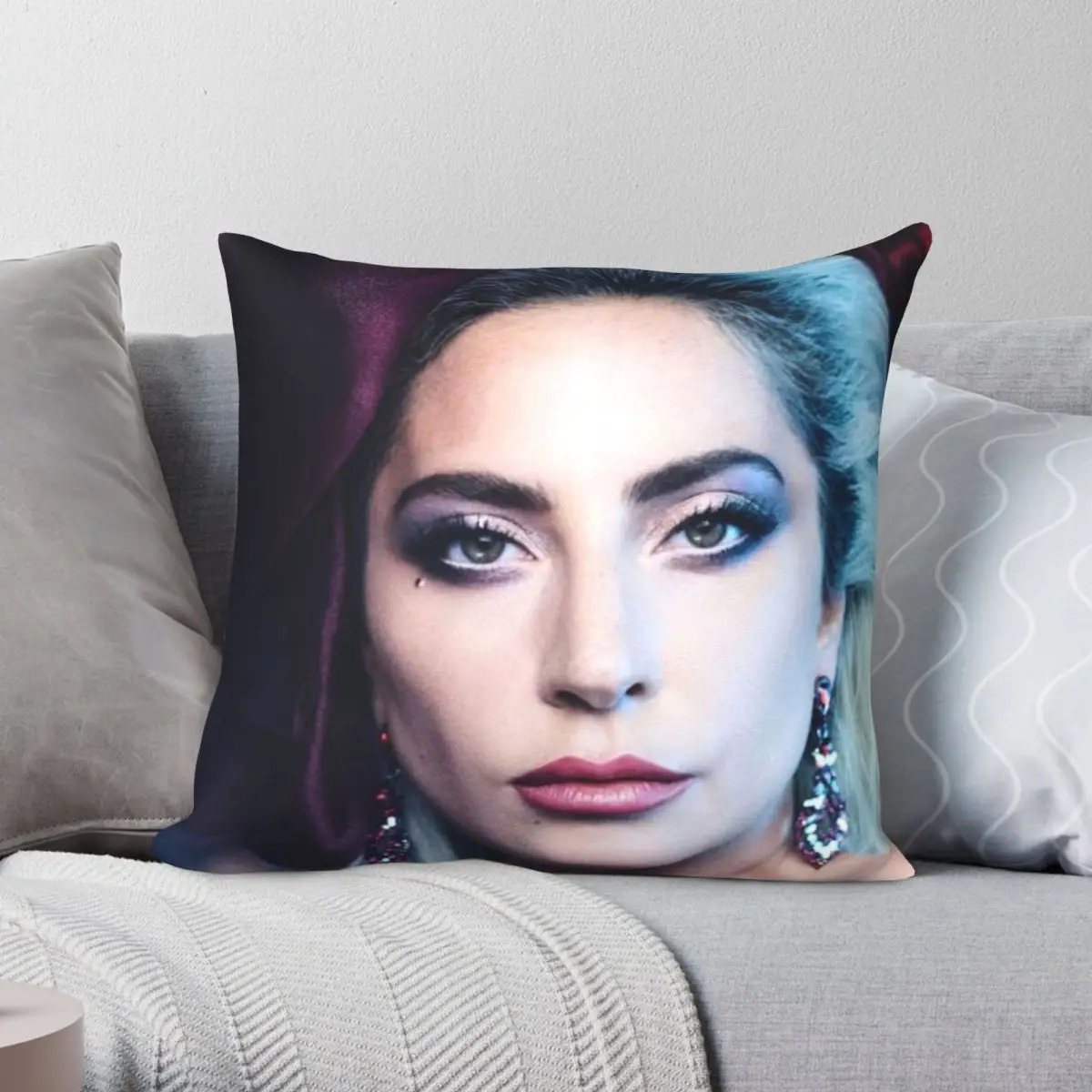 

LADY GAGA BEAUTIFUL Pillowcase Polyester Linen Velvet Pattern Zip Decorative Home Cushion Cover Wholesale