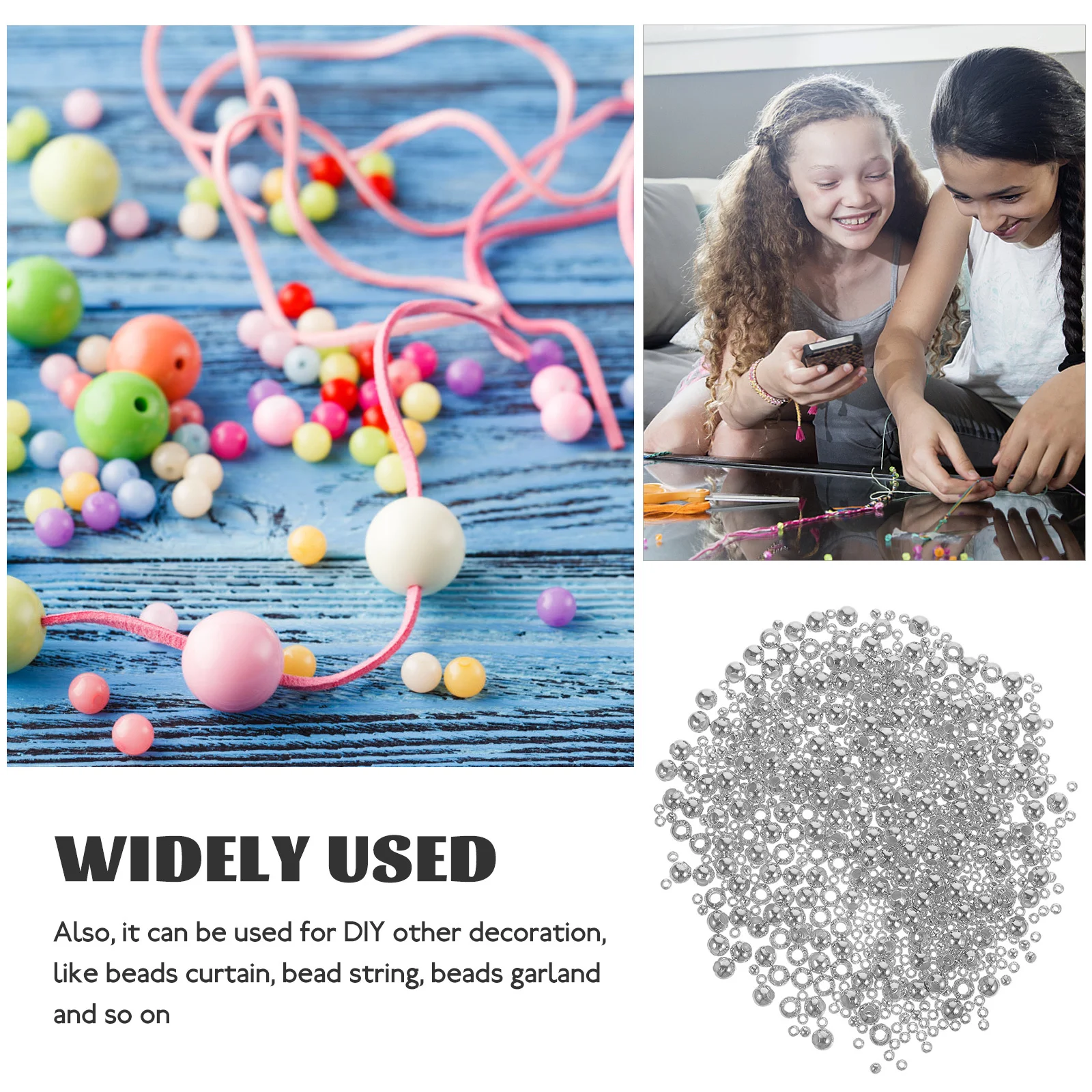 

800Pcs Bulk Metal Beads DIY Accessories for Handmade Jewelry Crafting Bracelet Necklace Making Decorative Small Beads Collection