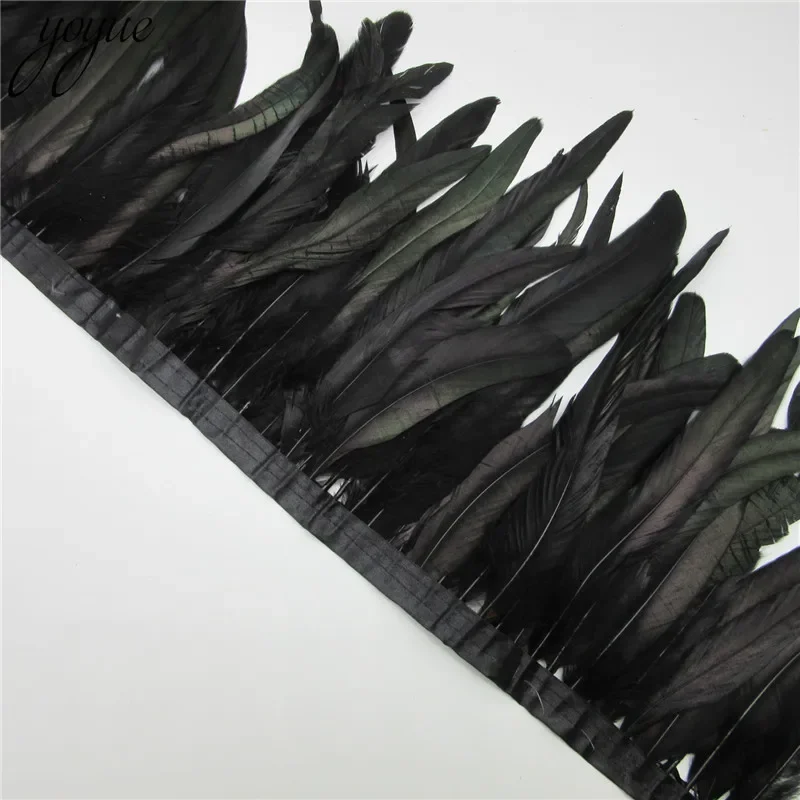 10 Yards/lot Rooster Tail Feather Trim Coque Feather Trimming Feather 25-30cm Crafts Dress Skirt Carnival Costumes Plumes