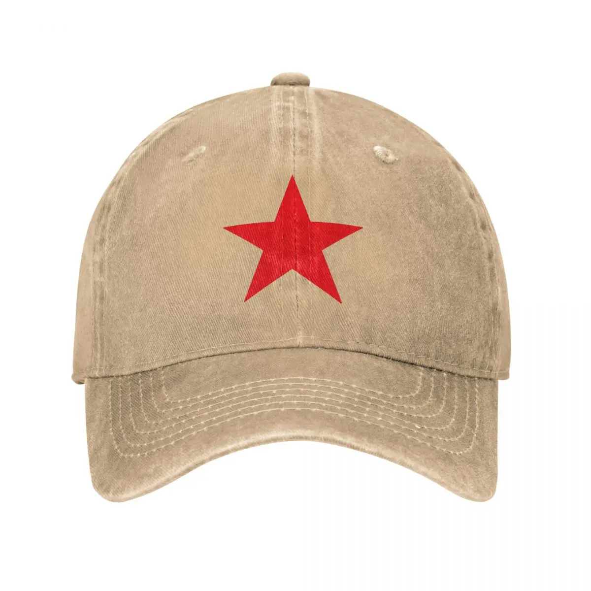 

Red Star Five-Pointed Star Unisex Style Baseball Cap Distressed Denim Caps Hat Fashion Outdoor Running Golf Snapback Cap