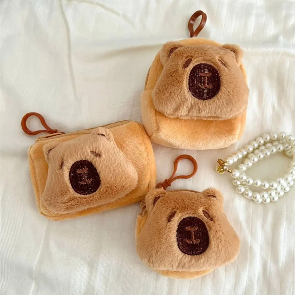 En-ly Butter-Porte-monnaie en peluche Capybara, style coréen, grande capacité, petit sac à main, maquillage, rouge à lèvres, sac pour écouteurs