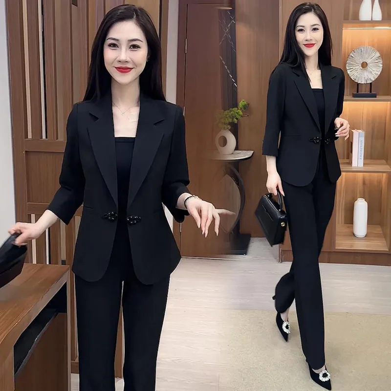 New Spring and Autumn Leisure Suit Women\'s Business Wear Temperament Overall Women\'s Tailored Suit Formal Clothes Work Clothes