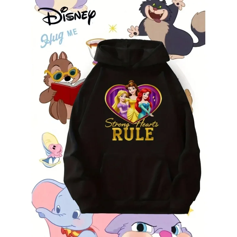 سويت شيرت بغطاء للرأس مقاس كبير للرجال من Disney - طباعة جرافيك سندريلا وأورورا وبيل آرييل مع