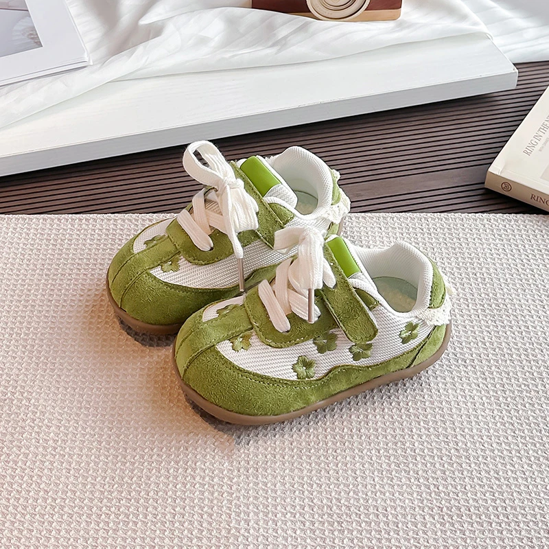Kids Leather Shoes Sweet Floral Girls Casual Shoes Soft Bottom Mesh Breathable 2026 Brand New Children Princess Shoes Non-slip