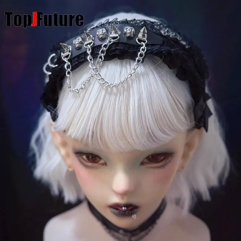 

Womens' Lolita Cosplay Punk Handmade Skeleton Chain Lace Ruffle Hair Hoop Headband Subculture Dark Gothic Halloween Hair bands