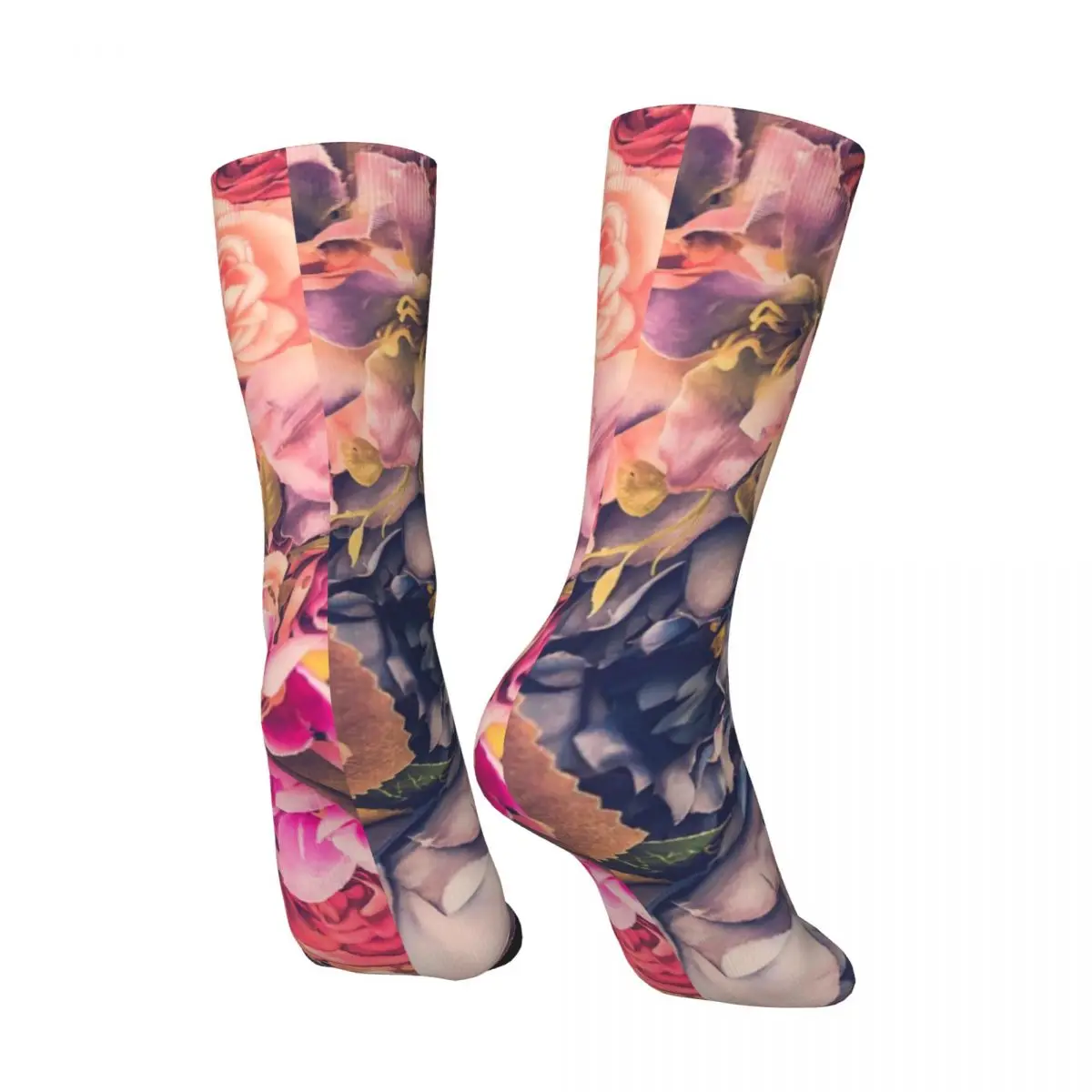 Calcetines con estampado de flores rosas, hermosas medias Vintage florales surtidas, calcetines femeninos antideslizantes de primavera, calcetines de escalada con patrón de calidad