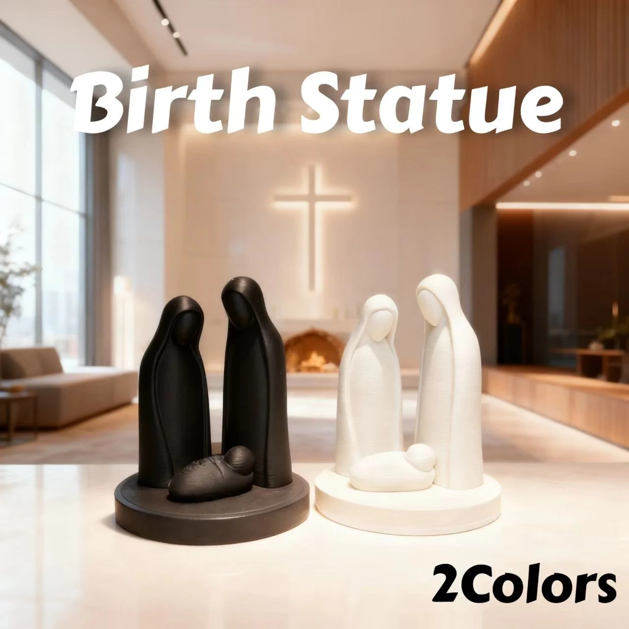 Minimalistische Krippenfigur, Abstrakte Heilige Familie Skulptur, Moderne Jesus-Geburt Statue für Heim-Dekoration & Religiöse Geschenke – Detail 2
