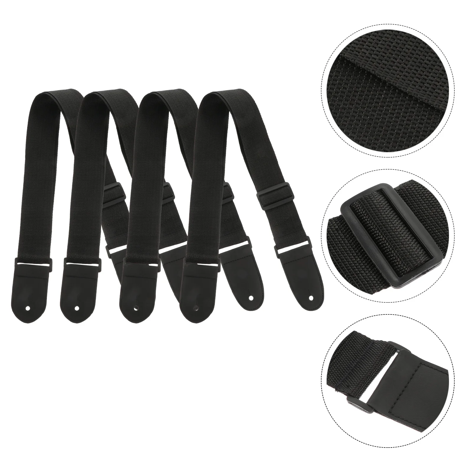 

4Pcs Guitar Strap Adjustable Durable Black Oxford Cloth Premium Guitar Shoulder Belt Instrument Belt Instrument Strap