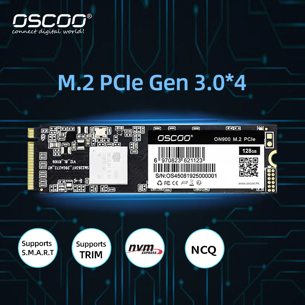 OSCOO M.2 2280 Hard Disk Internal solid-state drive NVMe 256GB 512GB SSD PCIe3.0 X4 3D TLC untuk Laptop Desktop harga pabrik