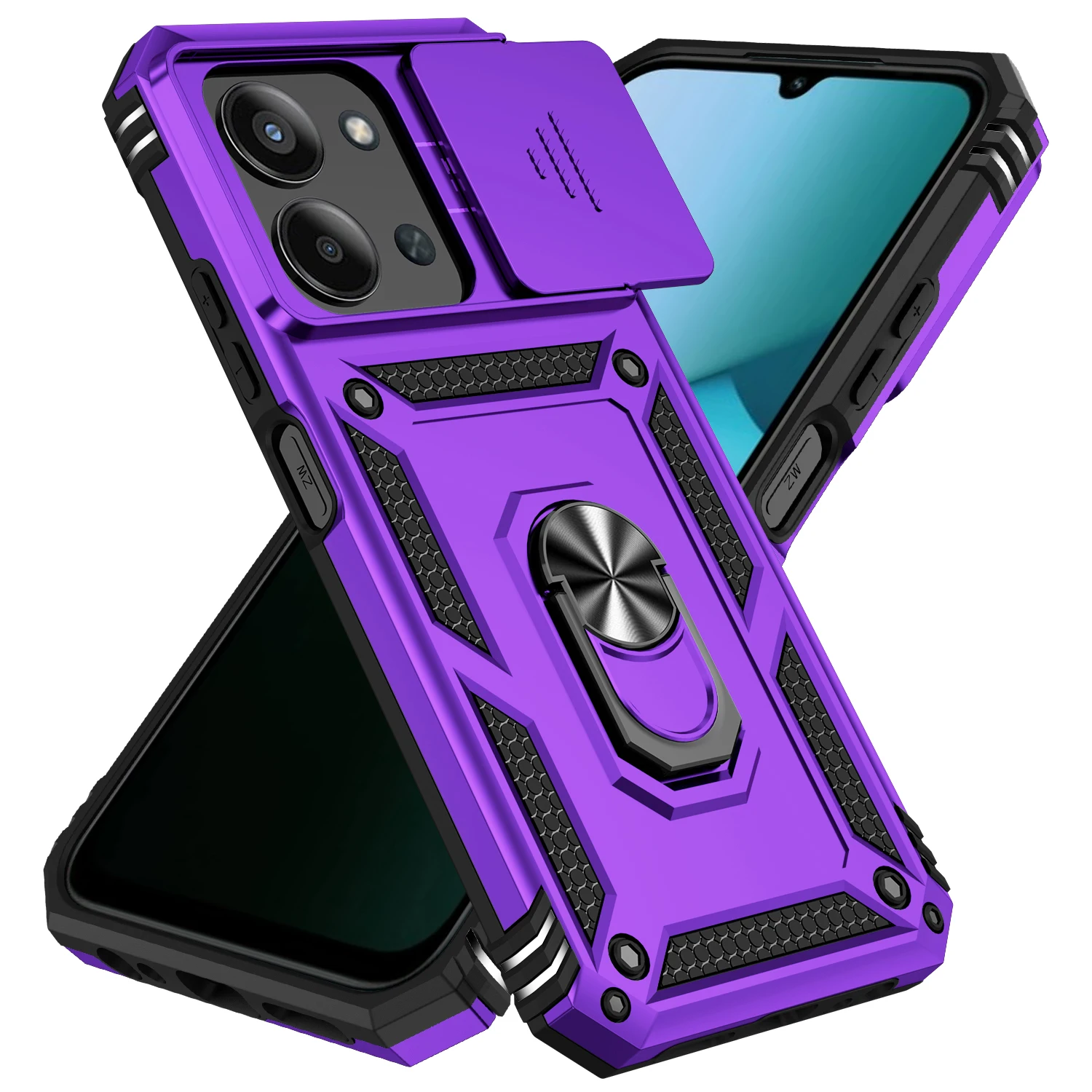 Rüstung Stoßfest Fall Für Xiaomi Redmi 15C 4G 5G 173,2mm Metall Ring Halter Schiebefenster Kamera objektiv Schutz Zurück Abdeckung