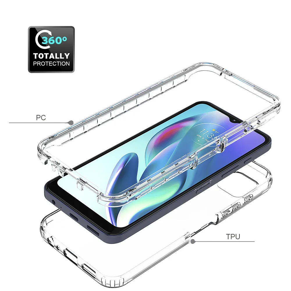 

360 Degrees Full Body Coverage Clear Phone Case For Moto G50 PC+Acrylic for Moto G50 5G Cover Capa Funda coque